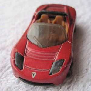 Hot Wheels 2008 Telsa Roadster A27  Model Miniature Electric Car Musk Red Orange